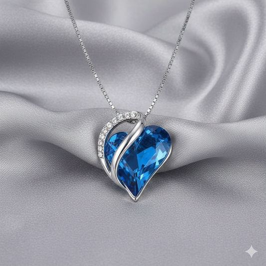 Azure Bloom Heart Necklace
