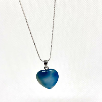 Skya – Blue Agate Heart Necklace