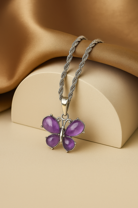 Serenelle – Amethyst Butterfly Necklace