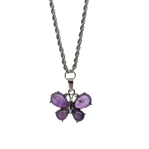 Amethyst Butterfly Necklace