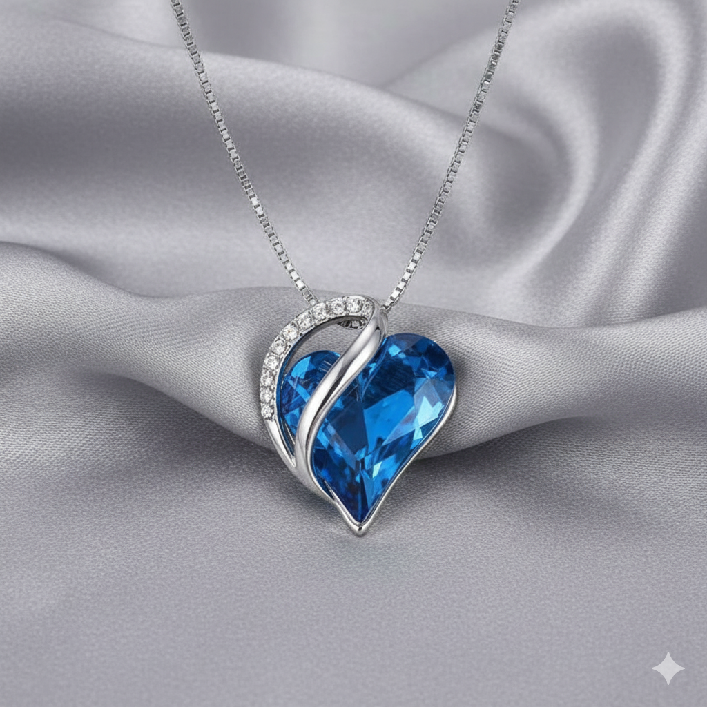 Azure Bloom Heart Necklace