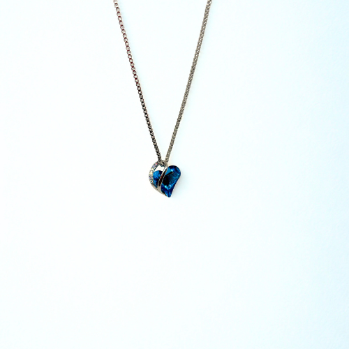 Azure Bloom Heart Necklace