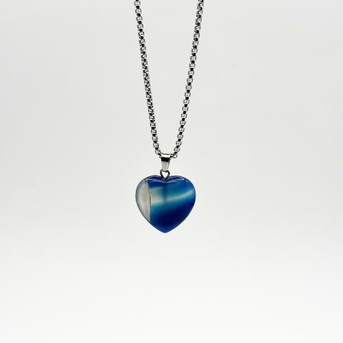 Blue Agate Heart Necklace - AAMOURRA
