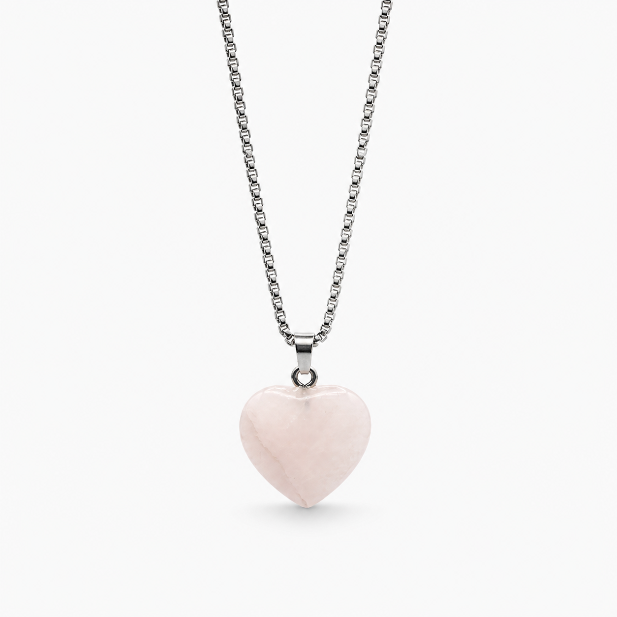 Rose Quartz Heart Necklace - AAMOURRA