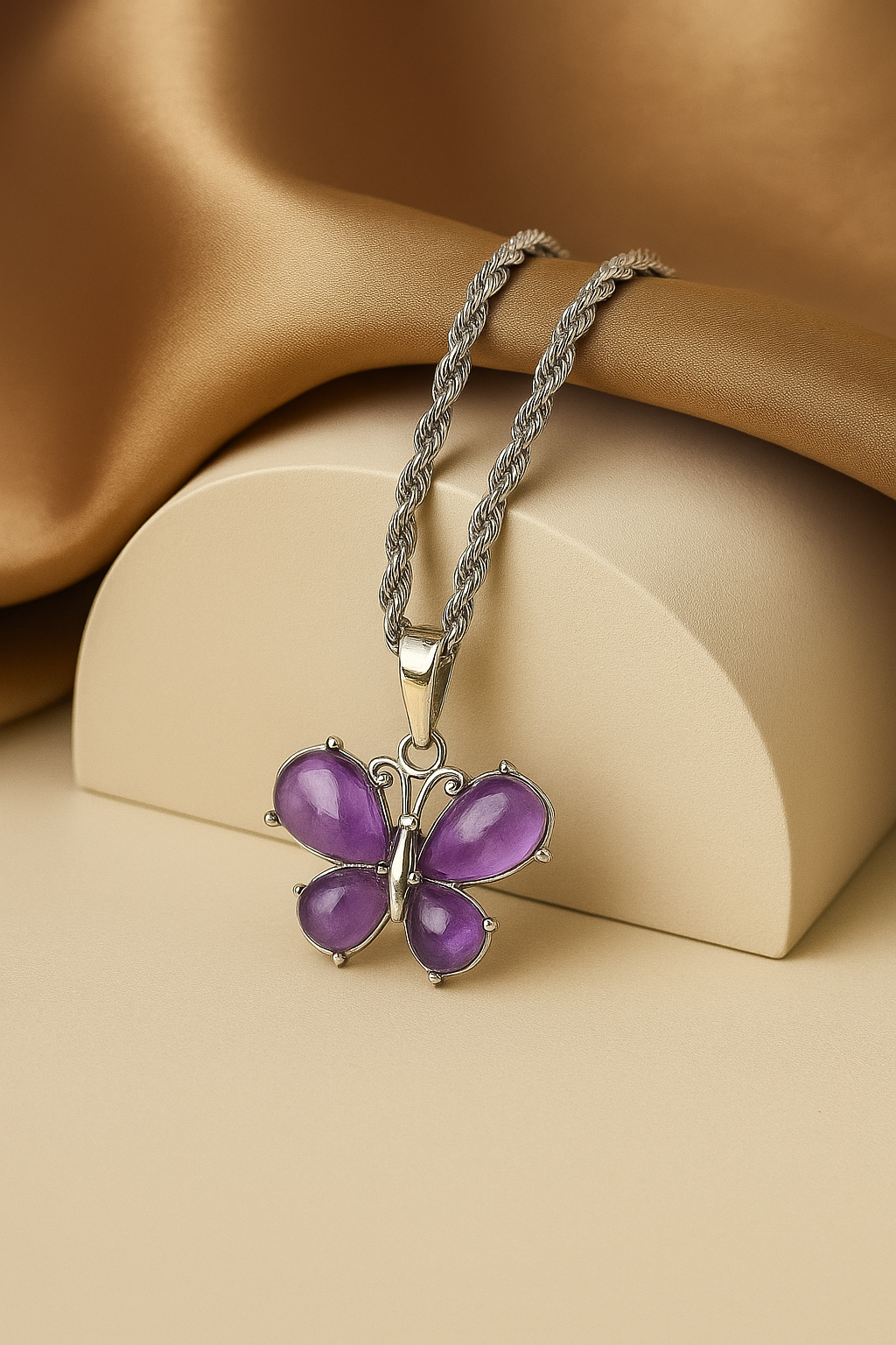 Amethyst Butterfly Necklace