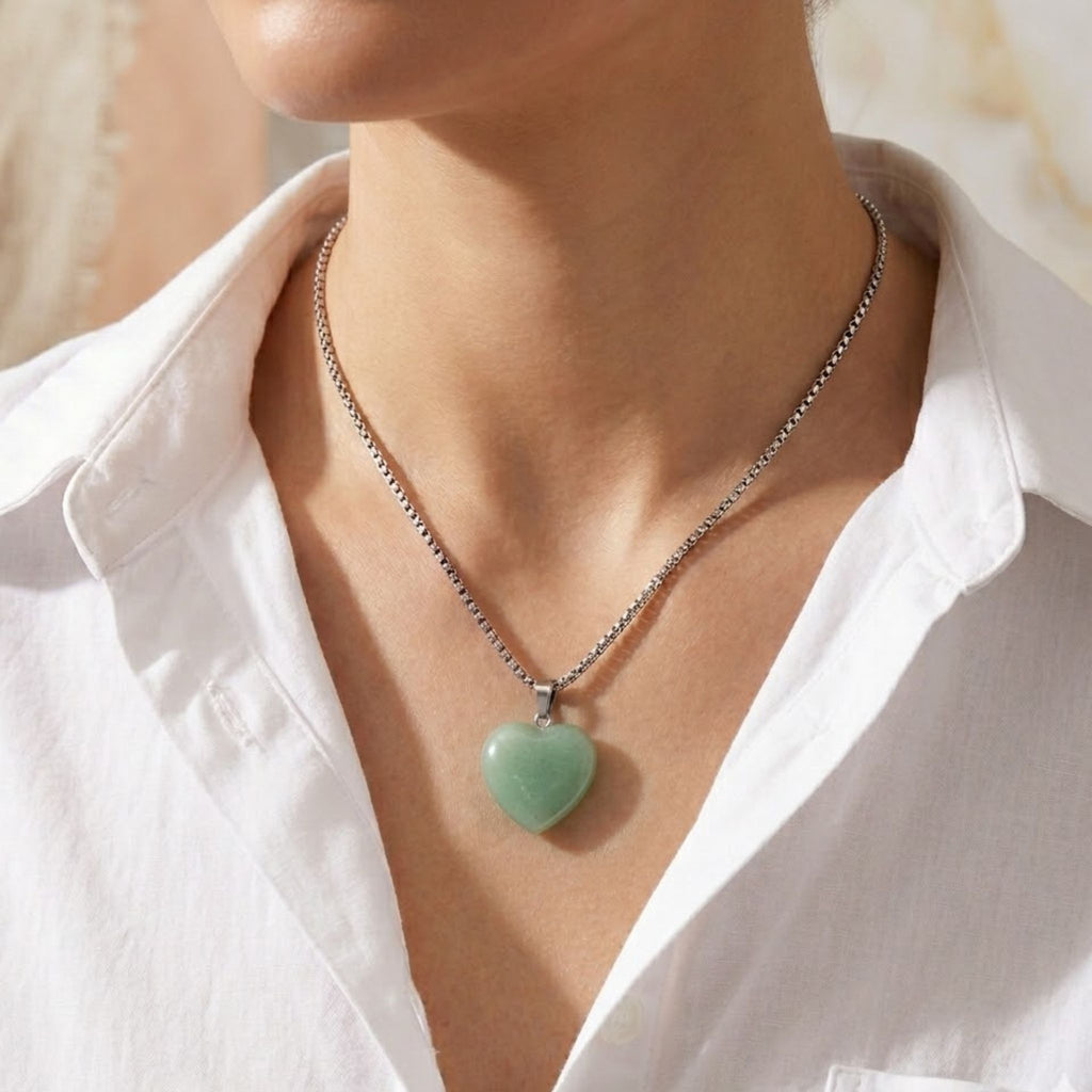 Green Adventurine Heart Necklace