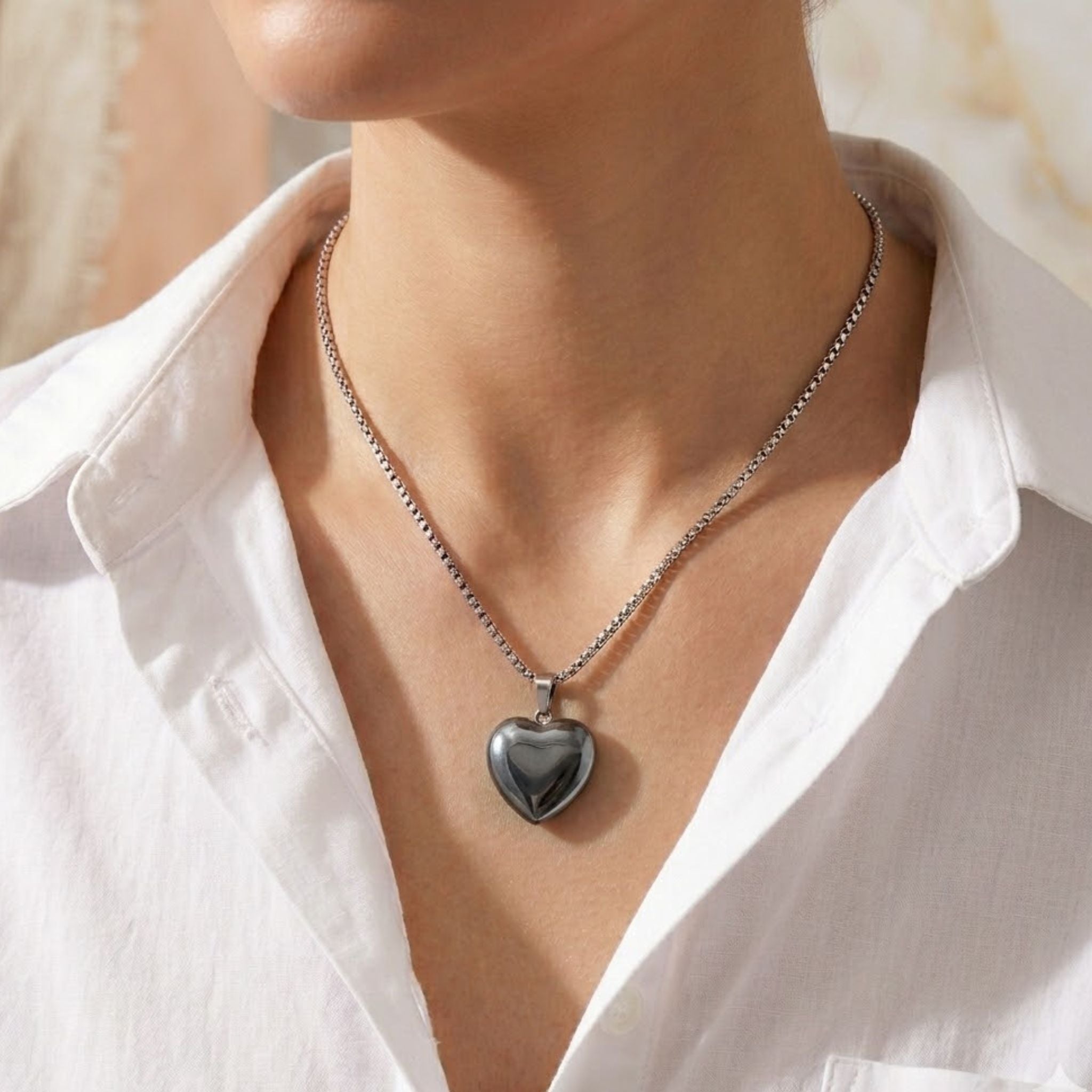 Hematite Heart Necklace