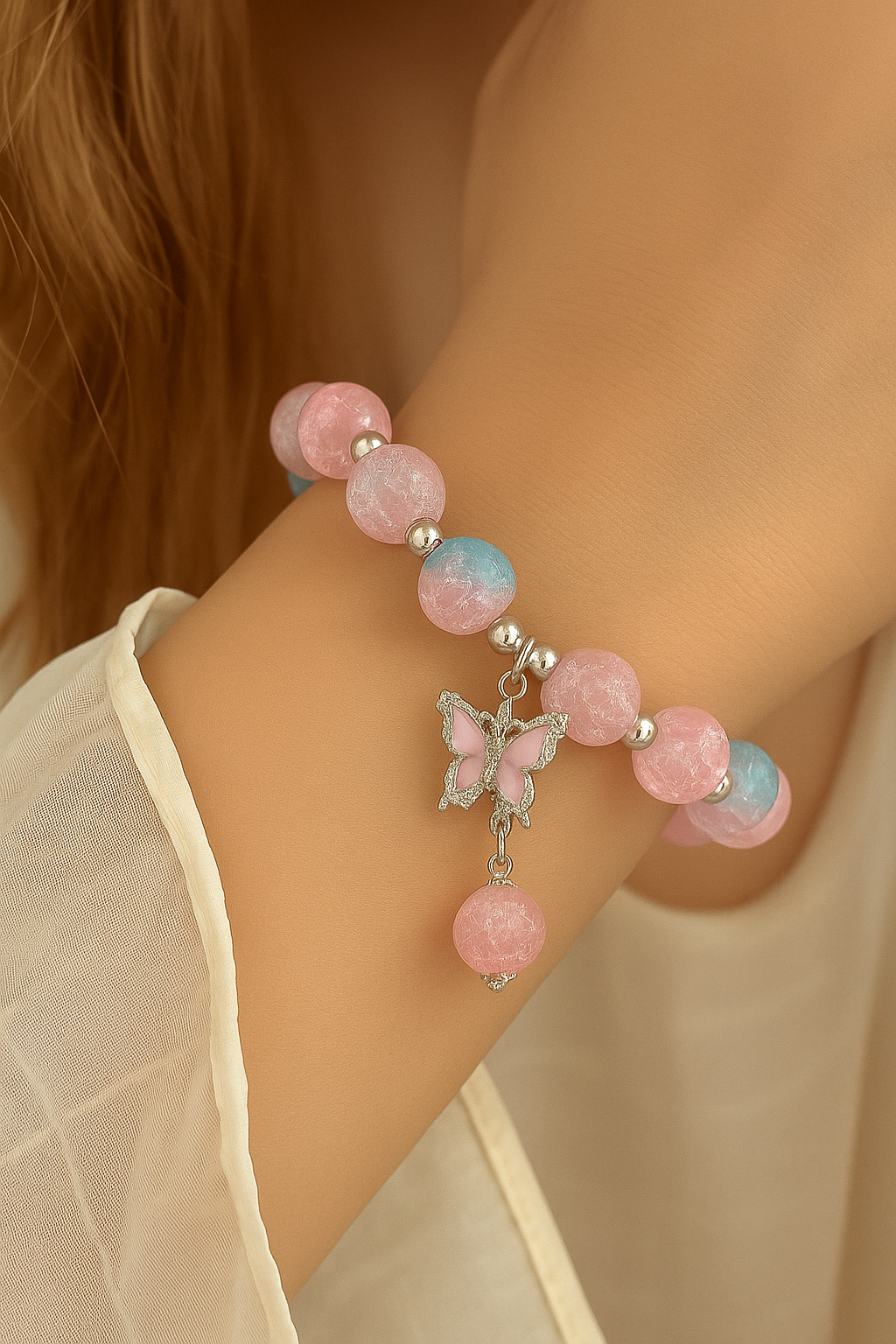 Cracked Glass Beaded Bracelet