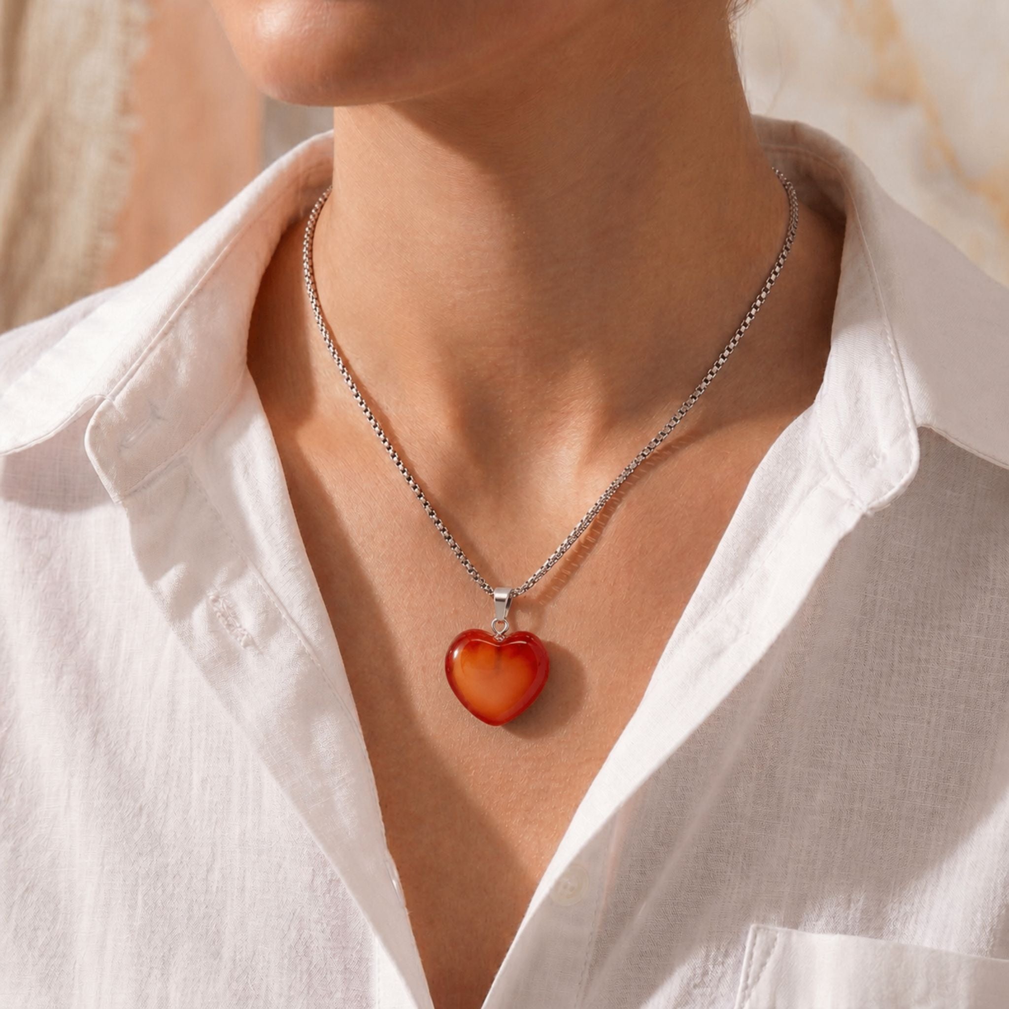 Red Agate Heart Necklace