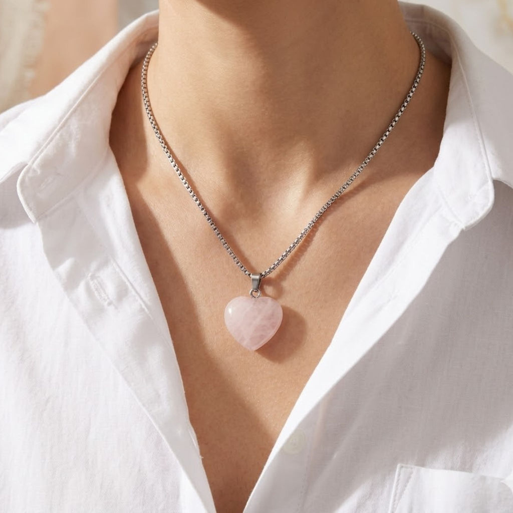 Rose Quartz Heart Necklace