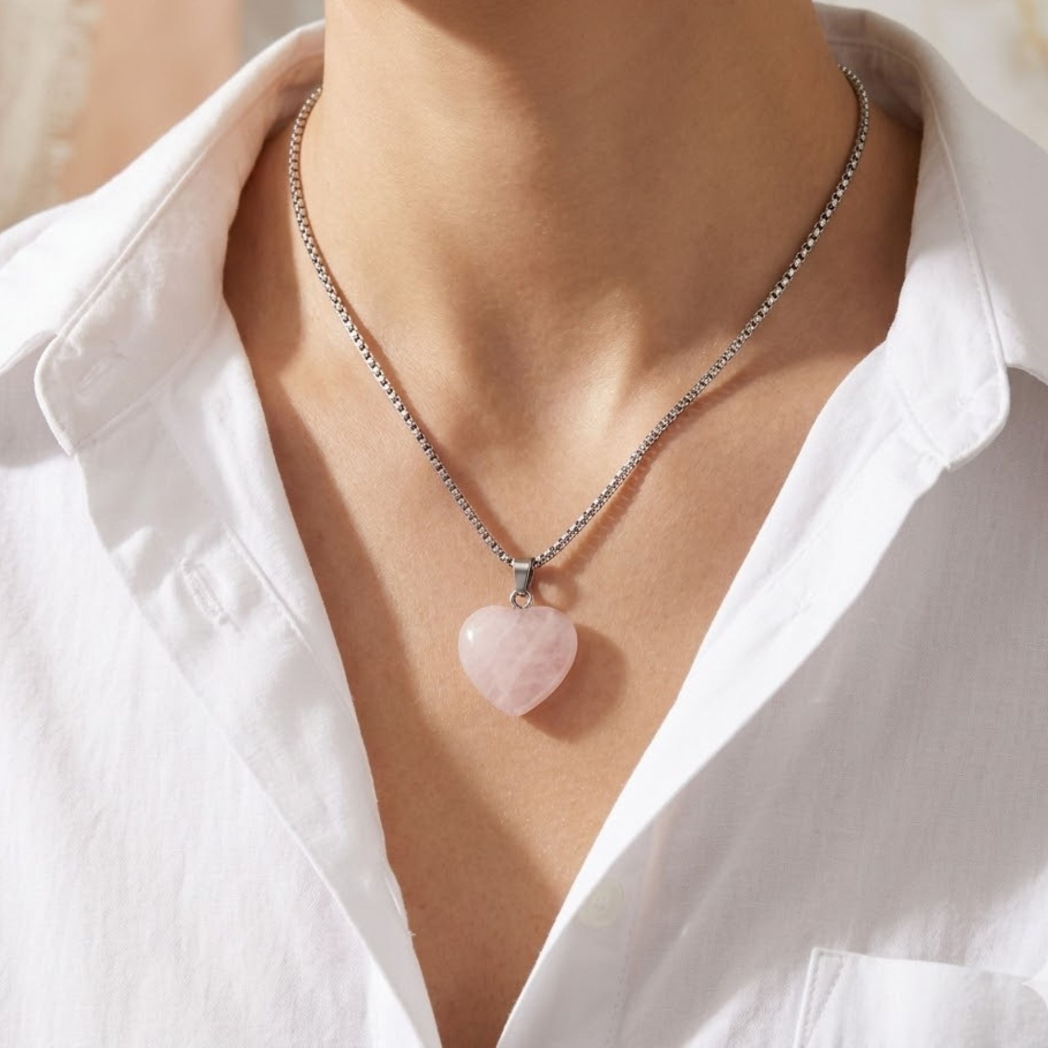 Rose Quartz Heart Necklace