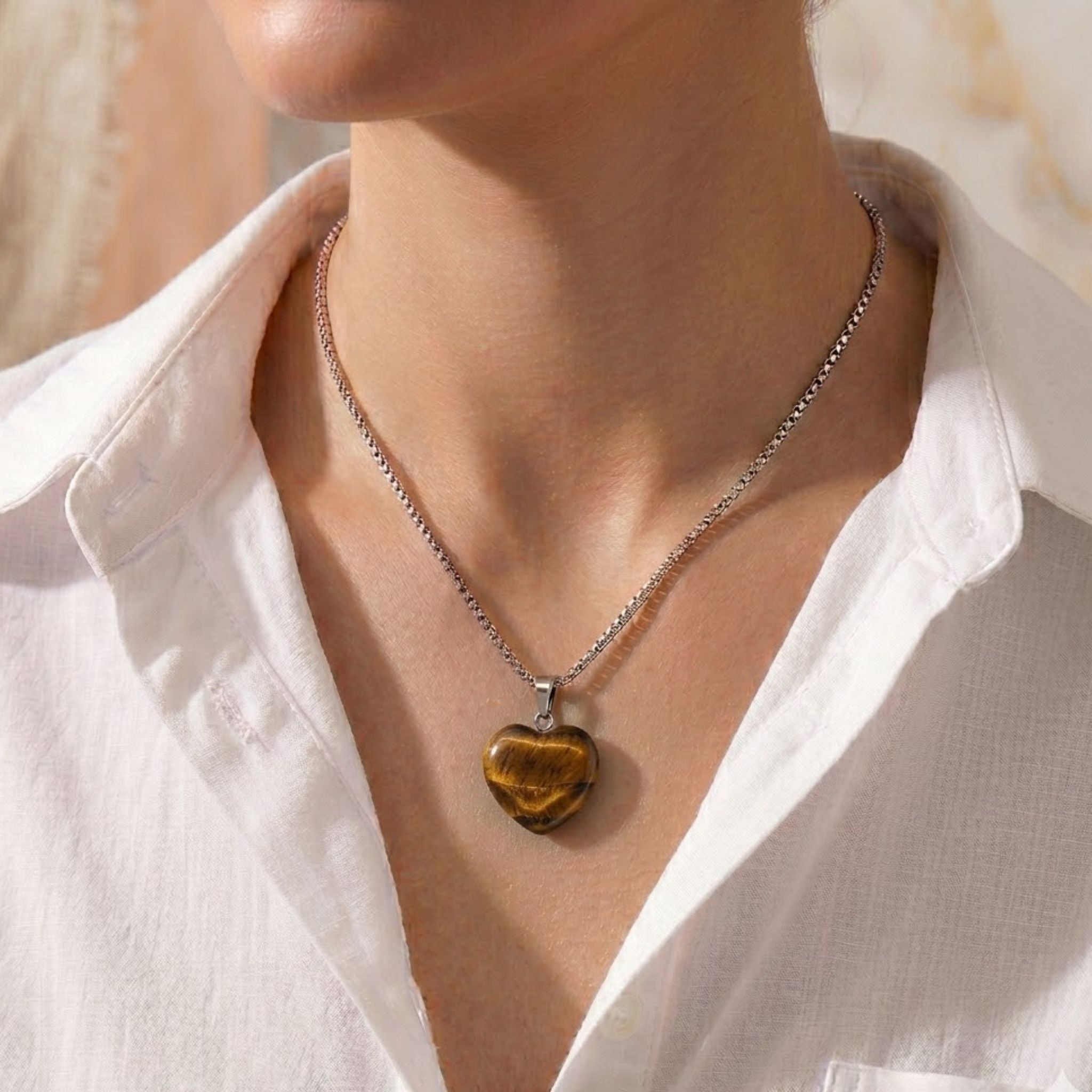 Tiger’s Eye Heart Necklace